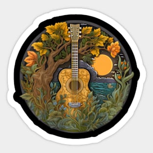 Acoustic Guitar Tree Guitarist Landscape Nature Music Lover Sticker